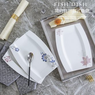 Ceramic household fish dish rectangle 12 inches 0 creative contracted the dumpling dish steamed fish plate Japanese dishes