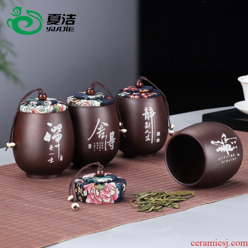 Four-walled yard caddy ceramic pot seal pot small violet arenaceous portable tea boxes moistureproof household mini POTS storage tanks