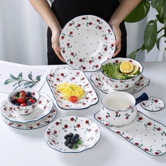 Japanese hand-painted under the glaze color household food dish creative ceramic plate web celebrity breakfast tray spending devoted to suit combinations