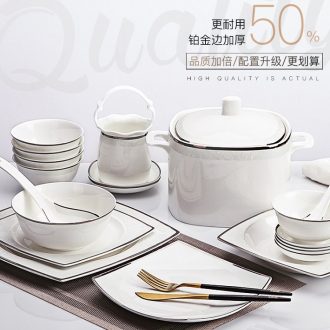 Dishes suit household phnom penh bone porcelain tableware suit dishes of jingdezhen ceramic bowl chopsticks sets the Nordic non-success que