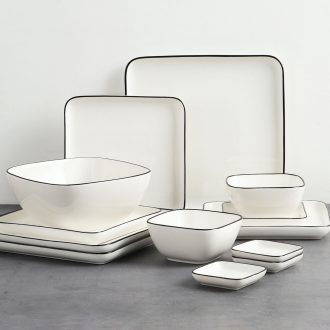 Nordic creative ceramics tableware plate household rectangular dish dish dish Japanese contracted western-style steak pan half xiao