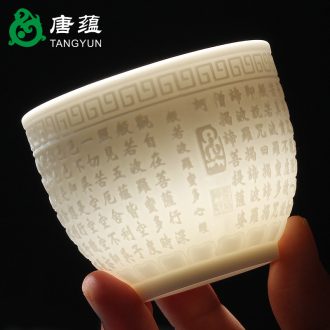 Tang aggregates suet jade dehua pure handmade ceramic cup white household small white jade porcelain cups individual sample tea cup