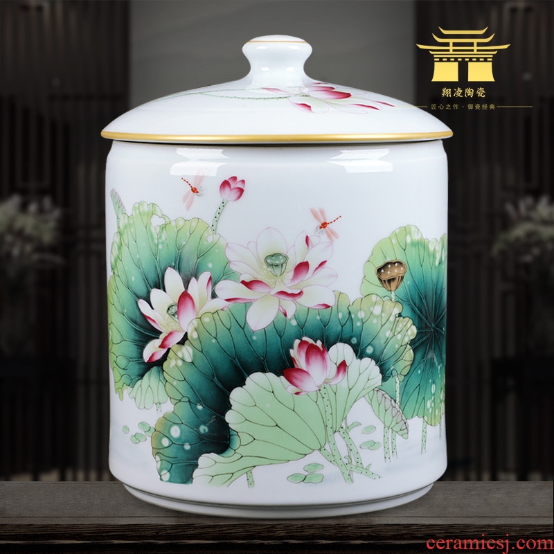 Jingdezhen ceramics famous hand-painted porcelain enamel vase lotus home sitting room adornment is placed caddy
