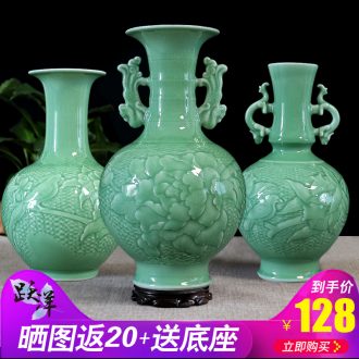 Shadow blue glaze vase furnishing articles of jingdezhen ceramics large sitting room dry flower arranging flowers manual gourd craft supplies