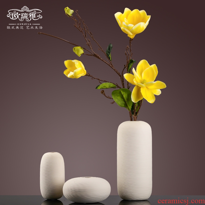 Contemporary and contracted sitting room table ceramic vase furnishing articles european-style flower arranging dried flower flower implement household soft adornment in the living room