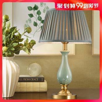 American country full copper ceramic desk lamp of creative personality contracted Europe type lamps and lanterns sitting room decorate desk lamp of bedroom the head of a bed