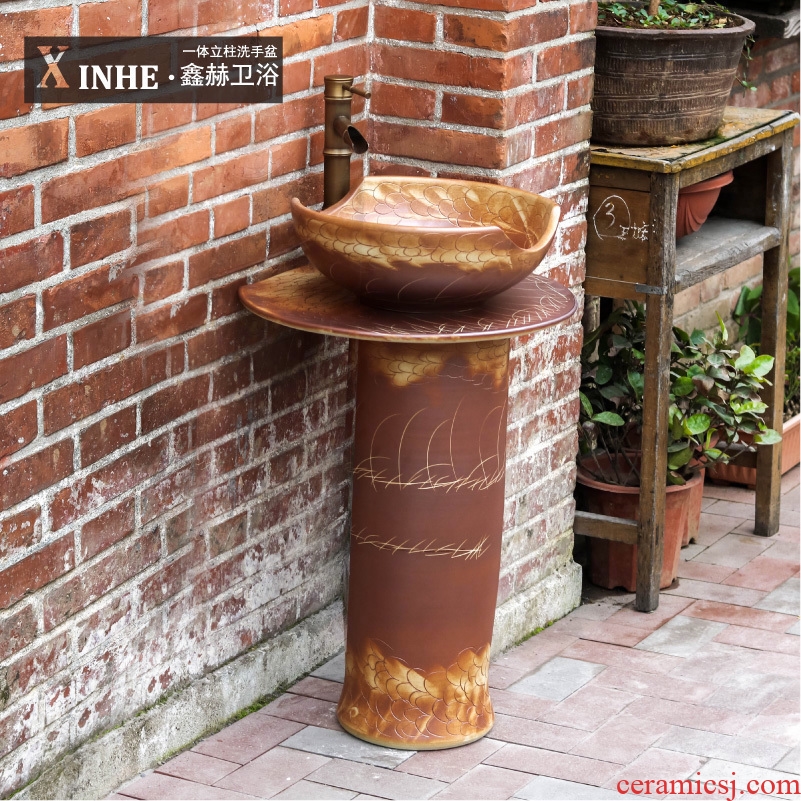 Lavabo ceramic pillar one floor sculpture art restoring ancient ways the pool that wash a face basin bathroom balcony toilet