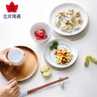 One red ceramic thin white porcelain food tableware composite ceramic plate suit Chinese style household dishes