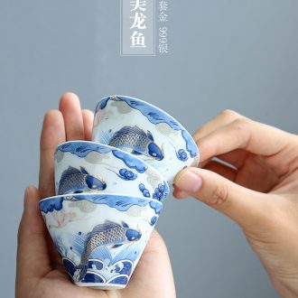 Auspicious dragon fish ceramic cups perfectly playable cup home of kung fu tea set sample tea cup single cup bowl master cup by hand