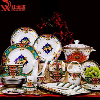 The dishes suit household dish bowl european-style luxury high-grade tableware ceramic bone China jingdezhen combination wedding gifts