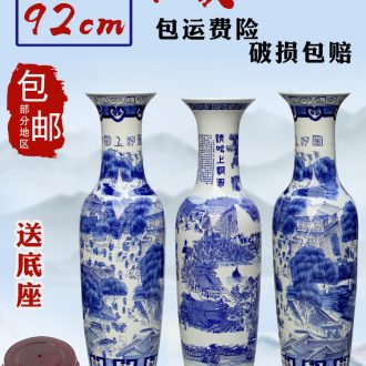 Jingdezhen ceramics qingming scroll large blue and white porcelain vase home sitting room floor furnishing articles study adornment