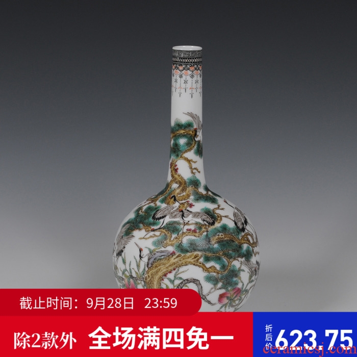 Master of jingdezhen ceramics hand-painted famille rose porcelain vase gall bladder classical household adornment handicraft furnishing articles