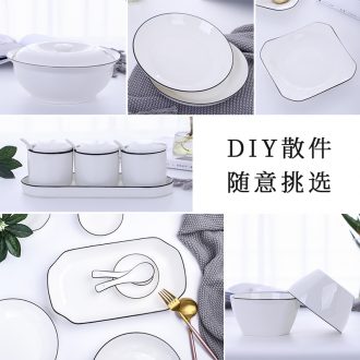 Eat rice bowl household jingdezhen porcelain dish bowl under the combination of ceramic glaze color bone noodles soup bowl Nordic contracted tableware