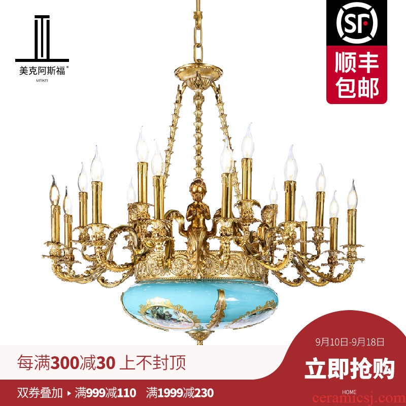 French romantic full copper ceramic chandeliers luxury european-style villa palace restoring ancient ways is full copper sitting room dining-room droplight