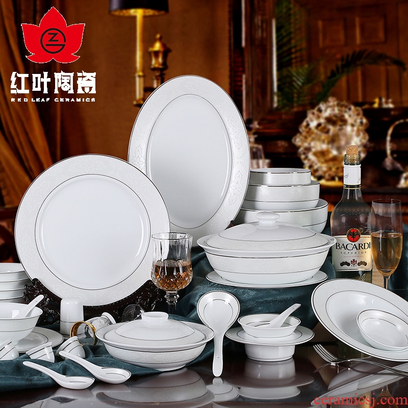 Red leaves authentic jingdezhen 62 European dishes suit ceramics tableware suit snow country