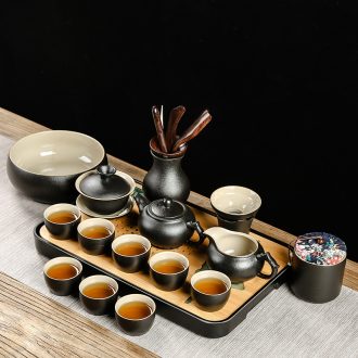 Black ceramic kung fu bo yao zen tea set home office of a complete set of tea teapot teacup GaiWanCha plate