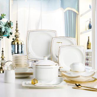 Nordic bone bowls disc suit western-style food tableware jingdezhen light luxury european-style originality high-end bowl plates home web celebrity