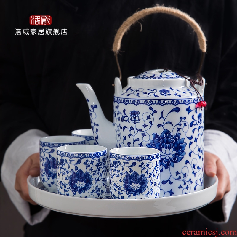 Jingdezhen ceramic teapot cool household girder kettle pot teapot high-capacity old large cold suit kettle