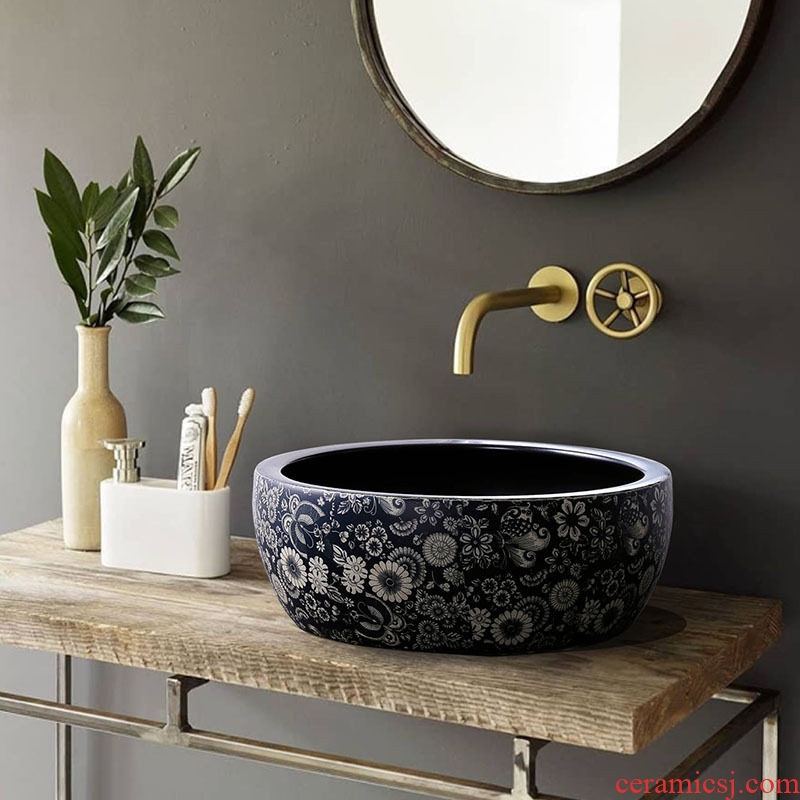 Washing a face, ceramic lavabo jingdezhen porcelain round basin of Chinese style restoring ancient ways the hotel bathroom art stage basin