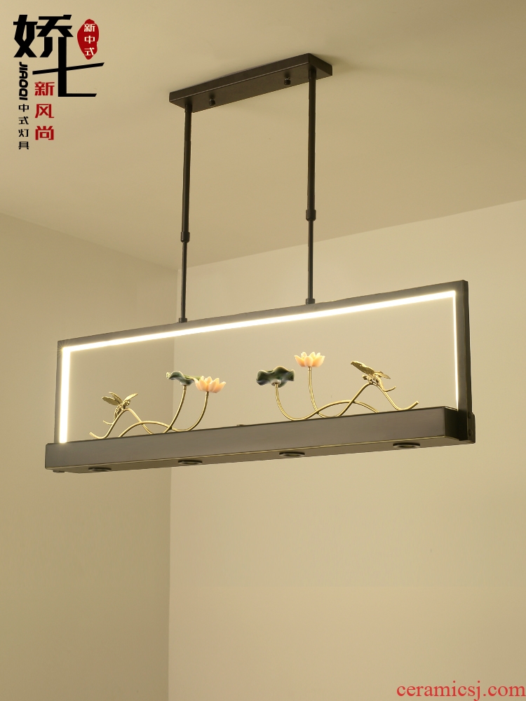 New Chinese style restaurant long led bar droplight reception hotel of China ceramic lamps and lanterns of zen with the study shoot the light wind