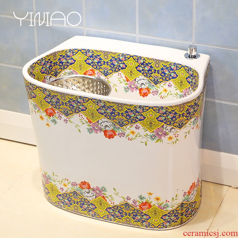 Million birds rainbow art mop pool Europe type ceramic mop pool balcony toilet wash mop pool mop bucket