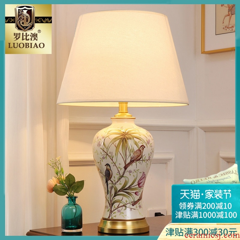 Desk lamp of bedroom the head of a bed lamp, contemporary and contracted creative new Chinese style living room warm and romantic home adjustable light ceramic lamp