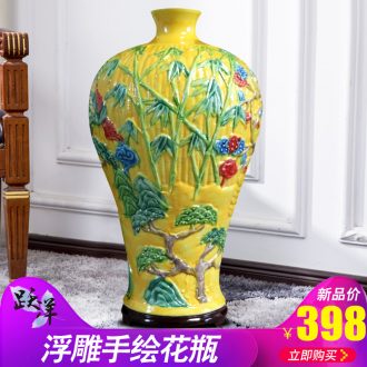 Anaglyph hand-painted vases, jingdezhen ceramics craft furnishing articles dried flower arranging flowers sitting room adornment handicraft decoration