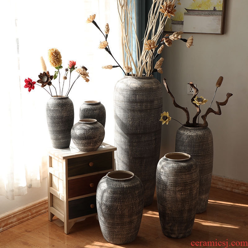 Jingdezhen do old vintage landing crude dry flower flower implement some ceramic jar jar earthenware vase do old big flowerpot soft