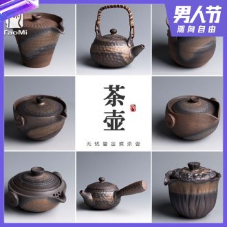 Tao fan coarse pottery creative hand made one pot of gold teapot household ceramics kung fu tea tea accessories cooking pot