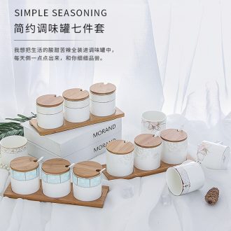 Seasoning sauce seasoning box Korean box of jingdezhen ceramics box three-piece combination in creative contracted, cooking pot