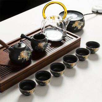 Kung fu tea set home office of jingdezhen ceramic electric TaoLu automatic glass teapot teacup set