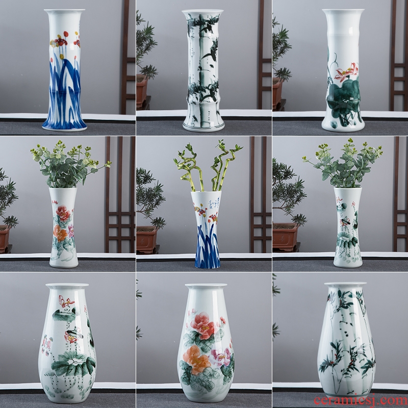 Jingdezhen hand-painted ceramic vase now rising furnishing articles sitting room ground hydroponic lucky bamboo flower arrangement craft ornaments