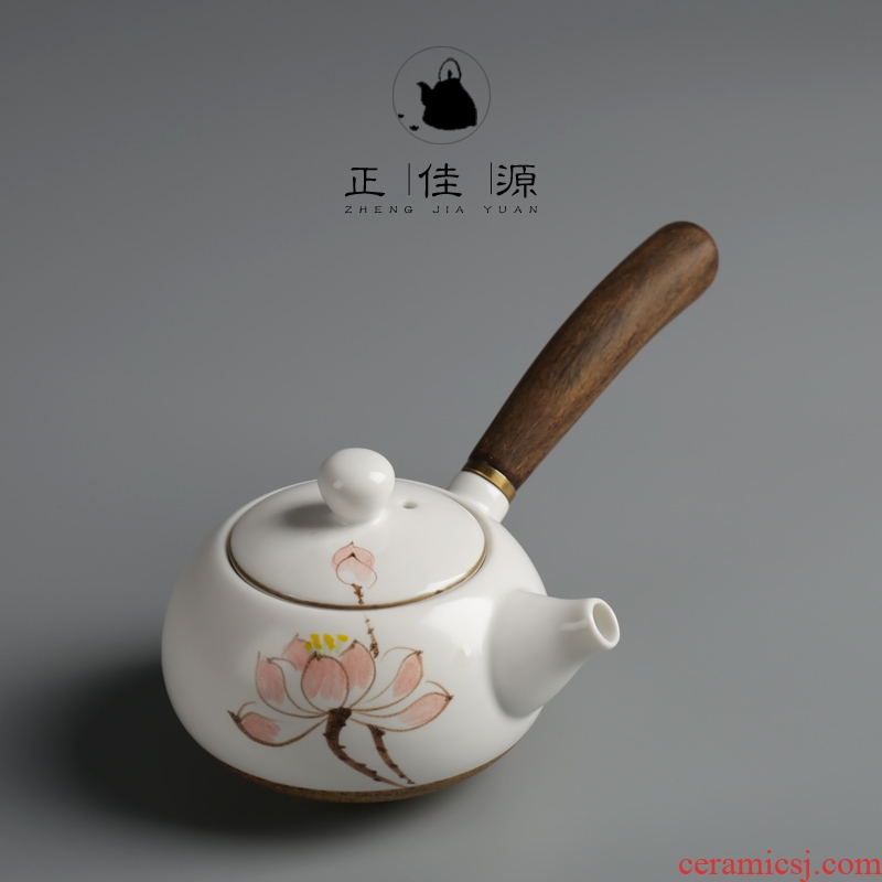 Are good source of ebony handle side pot of ceramic hand-painted teapot kung fu tea set single pot of Japanese long handle the clay pot