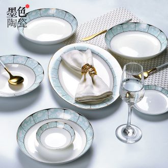 Inky western-style bone bowls pan American dishes suit household jingdezhen ceramic tableware suit thin film