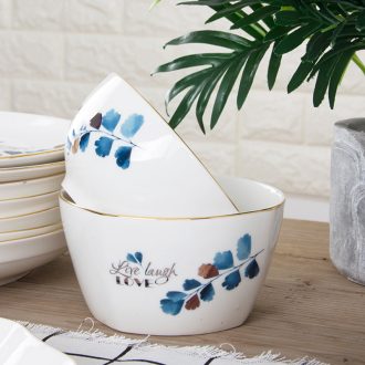 Creative household ceramic bowl noodles soup bowl prevent hot large rice bowls of jingdezhen tableware Nordic contracted to eat bread and butter