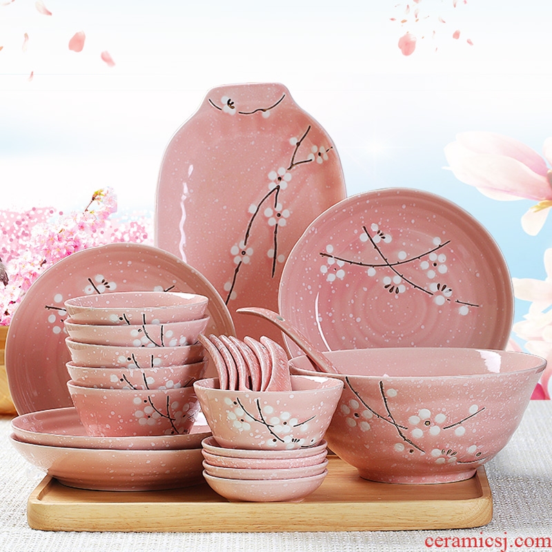 4-6 dishes suit household bone porcelain dish bowl combination 2 eat noodles soup bowl of jingdezhen ceramic tableware