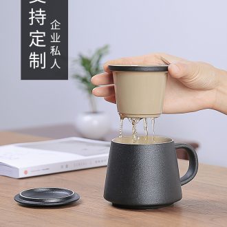Ceramic filter tea cup tea cups to separate office cup home mark cup drink cup cup custom LOGO