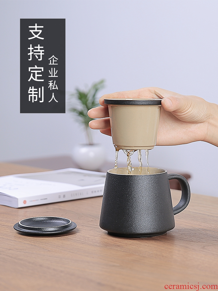 Ceramic filter tea cup tea cups to separate office cup home mark cup drink cup cup custom LOGO