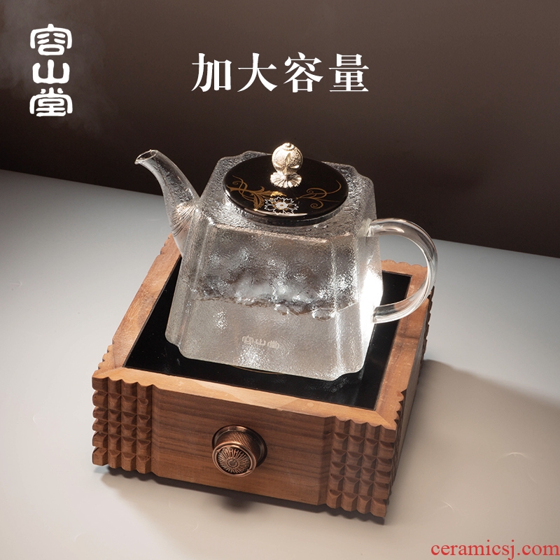 RongShan glass kettle ceramic coppering.as silver pot button # heat increase electrical TaoLu tea stove capacity boiled tea tea set