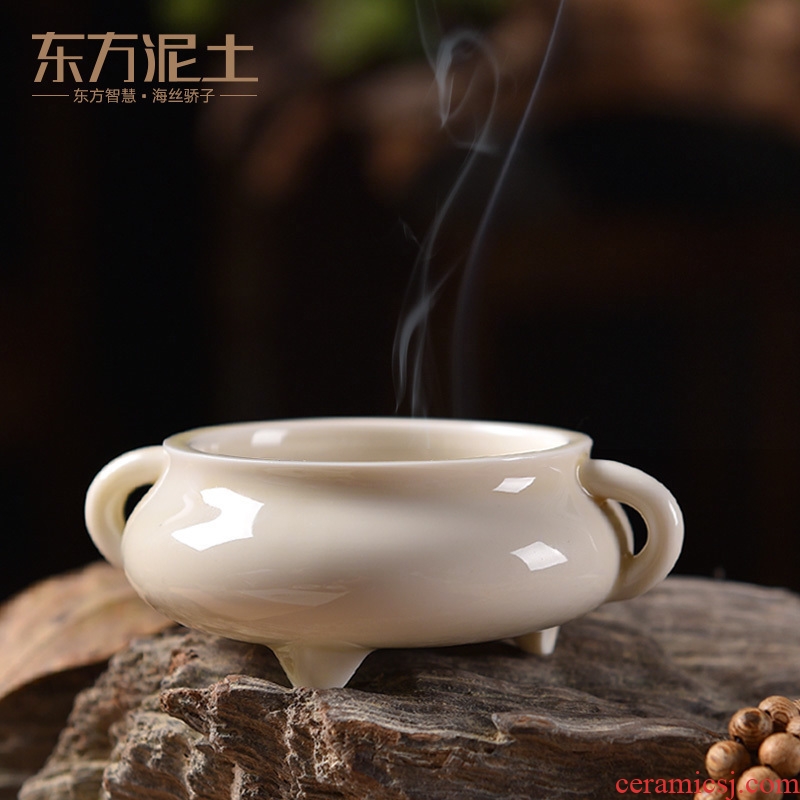 Oriental clay ceramic antique teachers censer home plate present aromatherapy furnace interior/three small candle dragon furnace