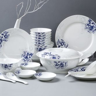 Inky blue and white porcelain tableware suit Chinese dishes combination of jingdezhen ceramic dishes suit, jade 3.0