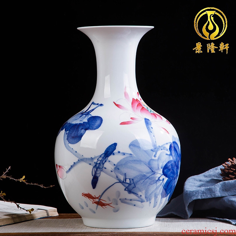 Jingdezhen ceramics hand-painted color bucket vase wine porch home decoration sitting room TV ark furnishing articles