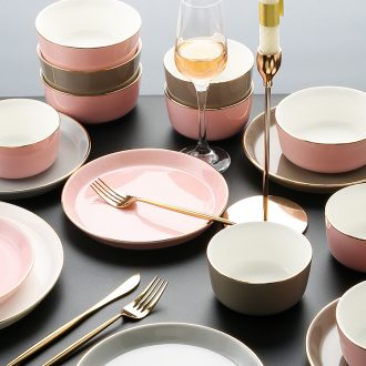 Nordic phnom penh dish suits home web celebrity ins bowl chopsticks tableware jingdezhen ceramic bowl plate combination alone but beautiful