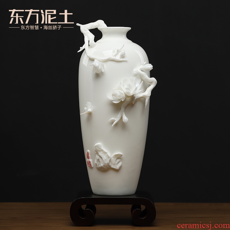Oriental soil big vase furnishing articles dehua white porcelain ceramics new Chinese style household rich ancient frame sitting room adornment
