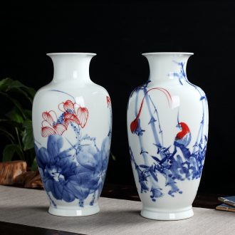 Jingdezhen handmade ceramic vase furnishing articles 044 hand-painted sitting room dry flower new Chinese style decoration decoration