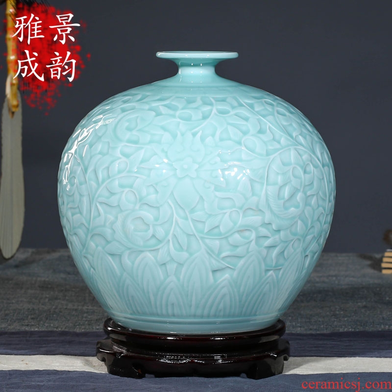 Jingdezhen ceramics art furnishing articles new Chinese style restoring ancient ways is the high temperature glaze vase is contemporary and contracted literary and artistic ideas