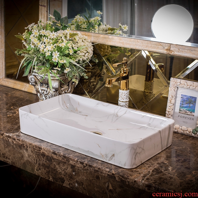 Jingdezhen ceramic art basin on its extended rectangle bathroom marble sinks the sink basin