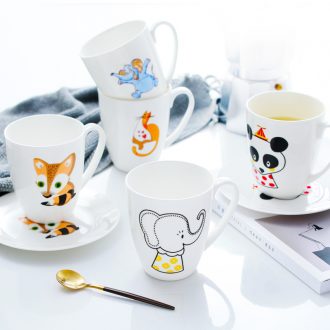 Bone China mugs creative glass ceramic cup with saucer cute couple cups of milk cereal breakfast coffee cup