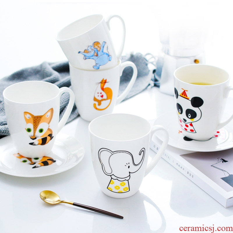 Bone China mugs creative glass ceramic cup with saucer cute couple cups of milk cereal breakfast coffee cup