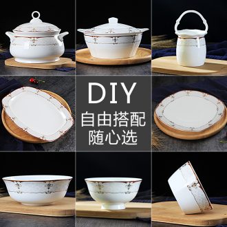 Jingdezhen ceramic tableware home dishes pot dish teaspoons of single-unit combinatorial suit Chinese supporting bone China for your job